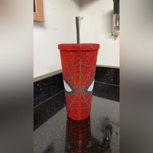 Red Spider-Man Rhinestone  Plastic Tumbler 24 oz NEW
